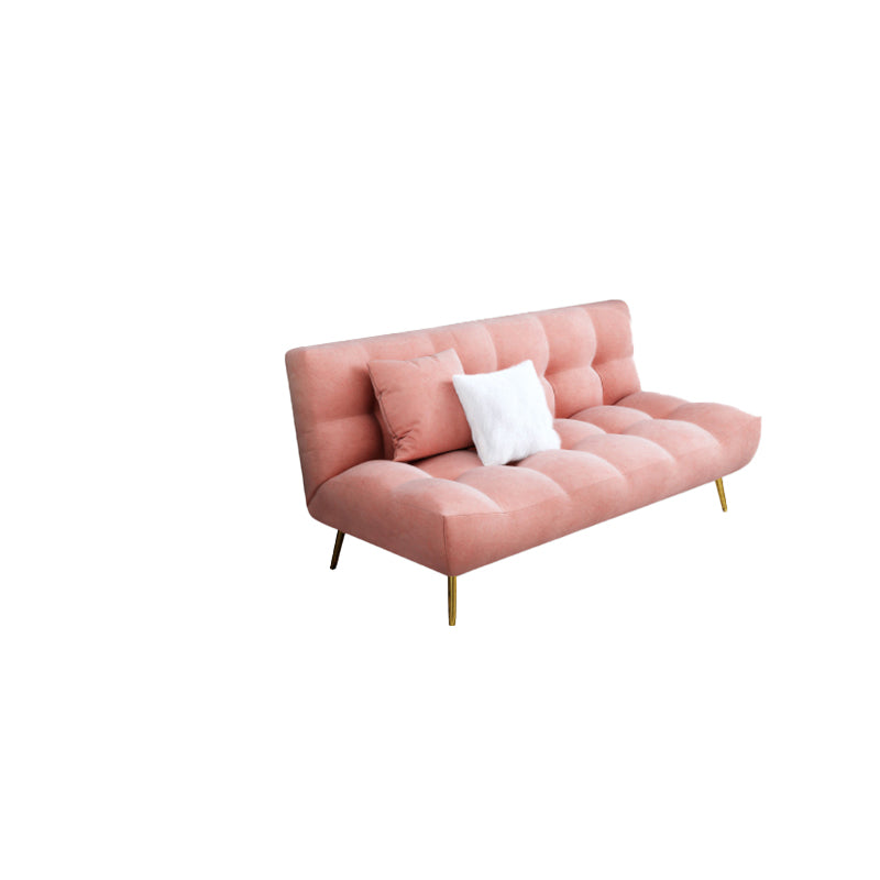 Scandinavian Tufted Back Couch Armless Sofa Bed with Brass Legs
