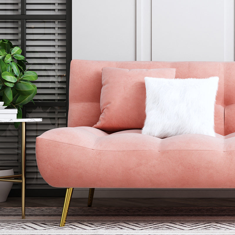 Scandinavian Tufted Back Couch Armless Sofa Bed with Brass Legs