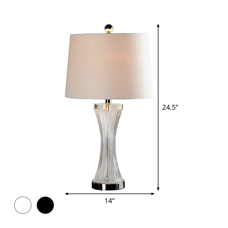 1 tête de salon lampe de table Simplicité Blanc / Black Desk Light With Barrel Fabric Obelle