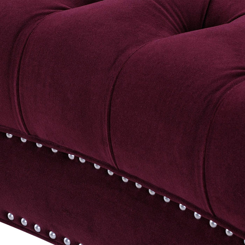 Classic Glam 3-seater Sofa  Rolled Arm Couch with Tufted Back for Living Room