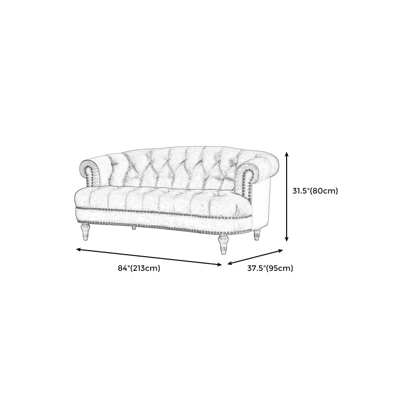 Classic Glam 3-seater Sofa  Rolled Arm Couch with Tufted Back for Living Room