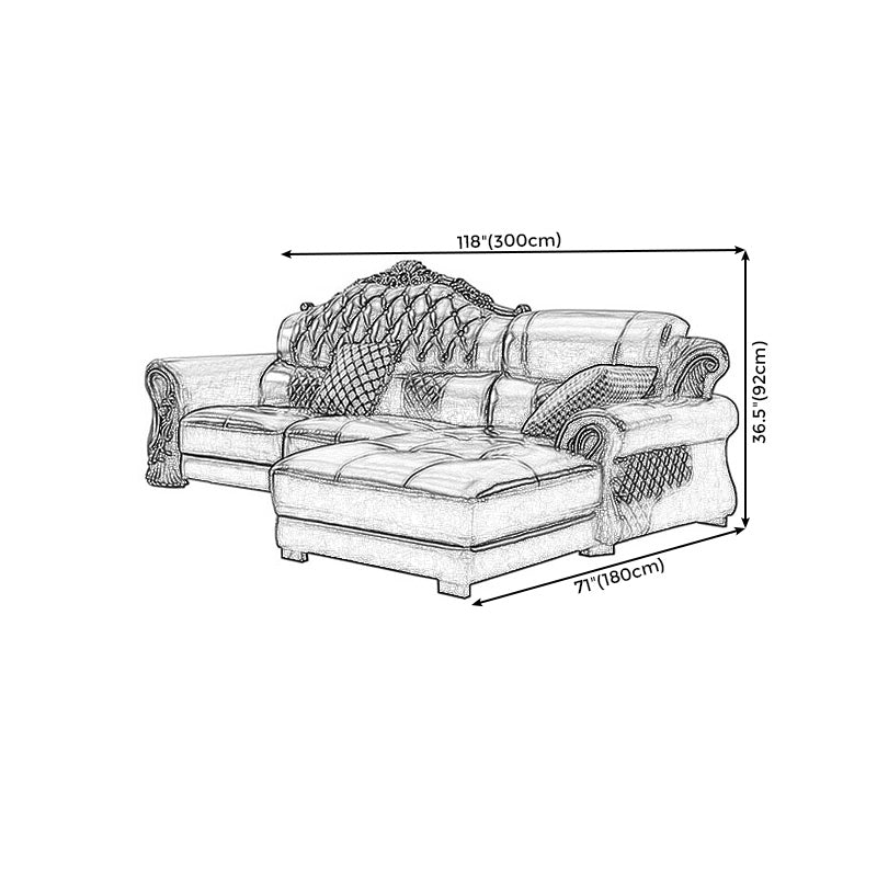 Genuine Leather Rolled Arm Sectional 36.22"High Camel Back Sofa, Dark Brown