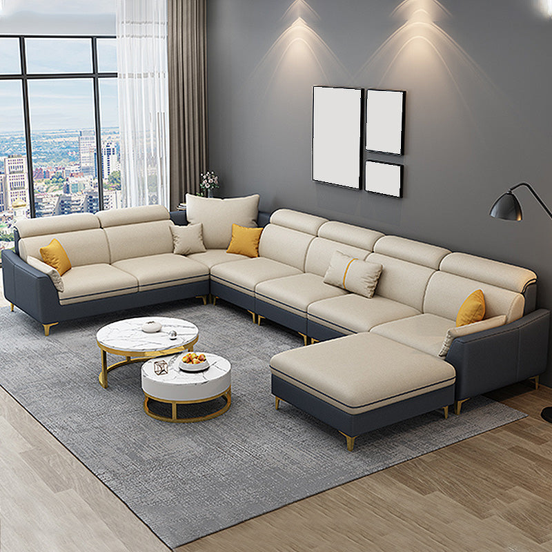 Faux Leather Pillow Top Arm Sectional 39.37"High Modern Sofa and Chaise