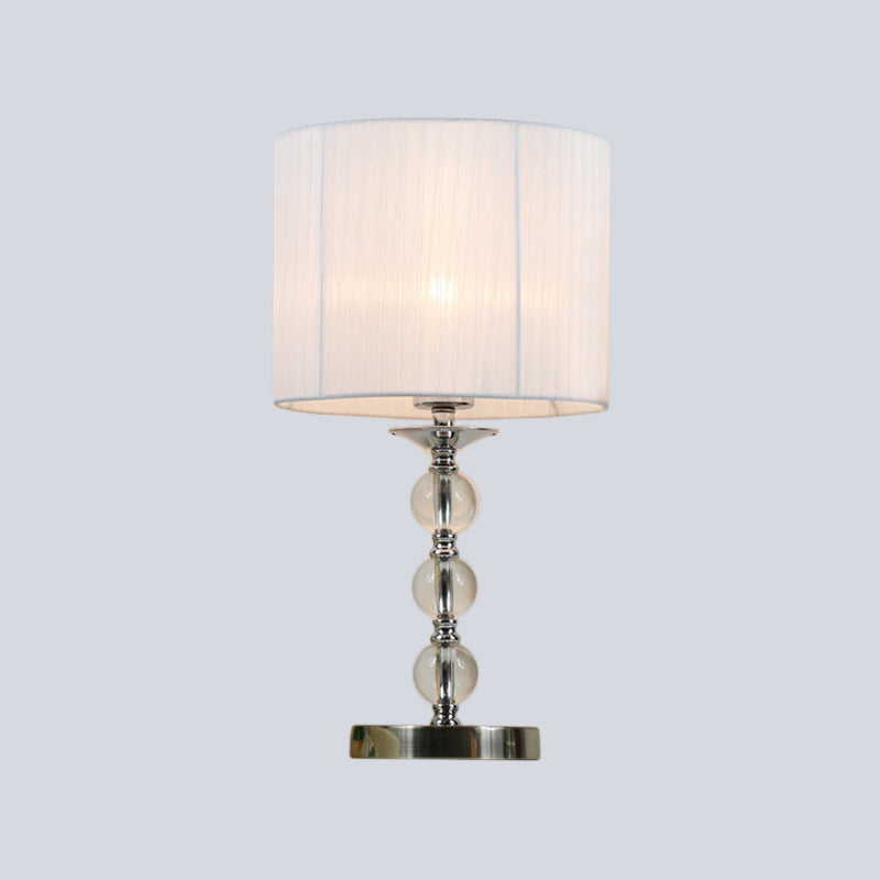 Lampe de travail en tissu Sphere Lampe de table de chevet moderniste en cristal taillé à la main à 1 ampoule en blanc