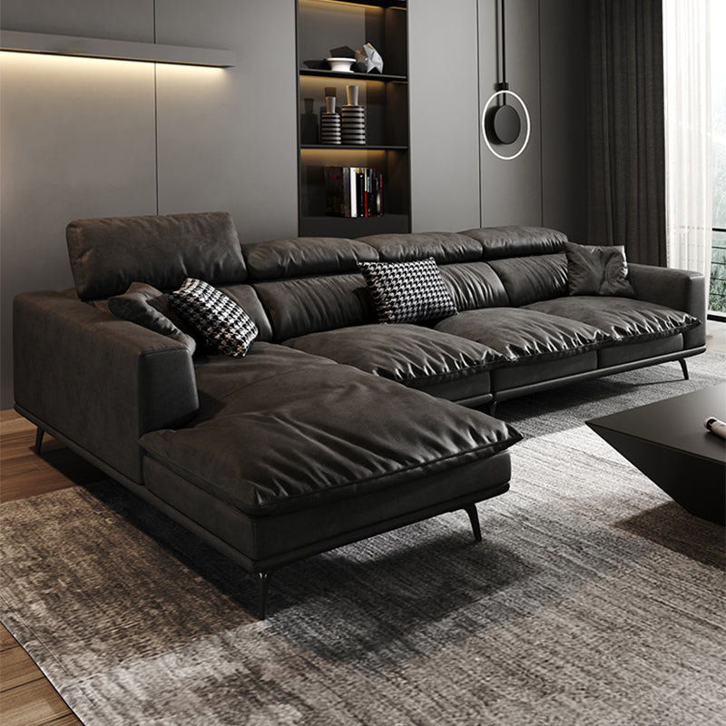 Waterproof Square Arm Sectionals 27.56"High Cushion Back Sofa,Black