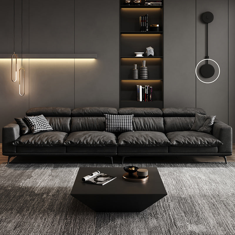 Waterproof Square Arm Sectionals 27.56"High Cushion Back Sofa,Black