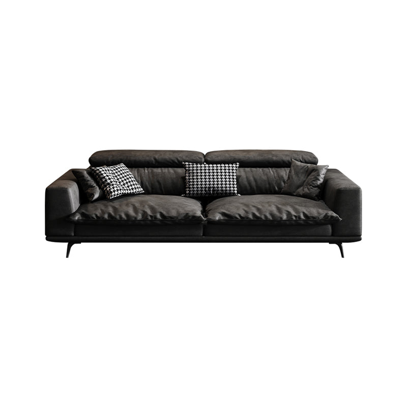 Waterproof Square Arm Sectionals 27.56"High Cushion Back Sofa,Black