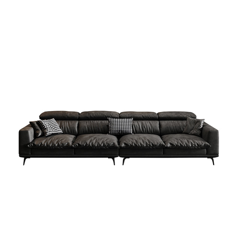 Waterproof Square Arm Sectionals 27.56"High Cushion Back Sofa,Black