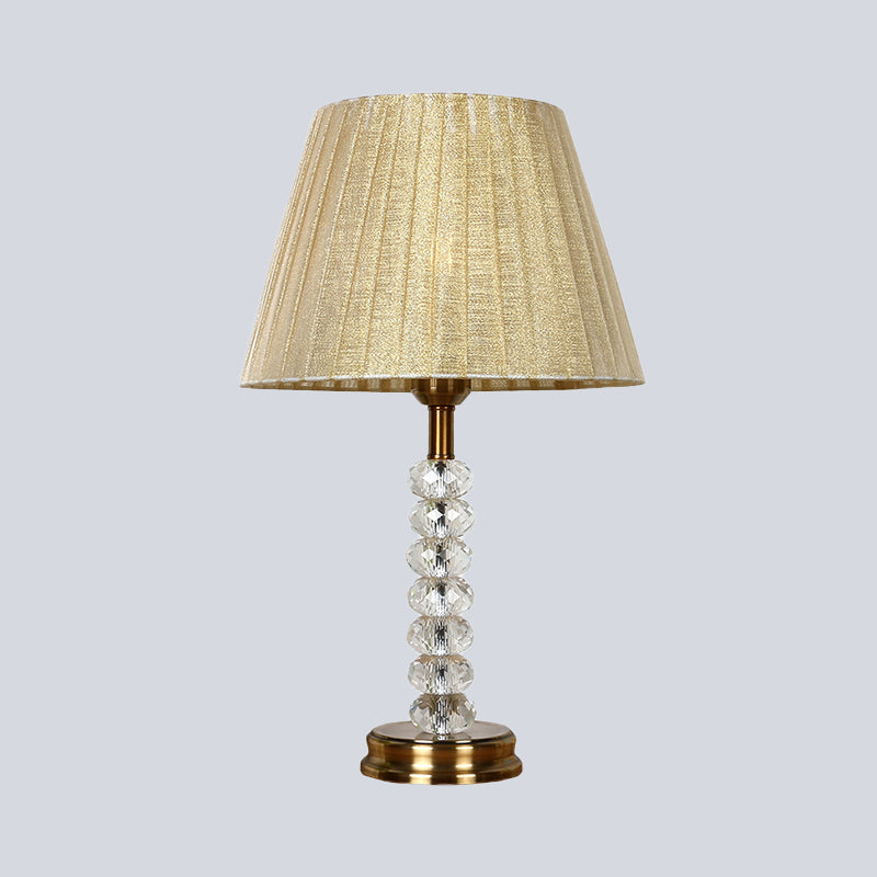 Modernist Shaded Study Lamp Fabric 1 Head Reading Book Light in Beige for Bedroom