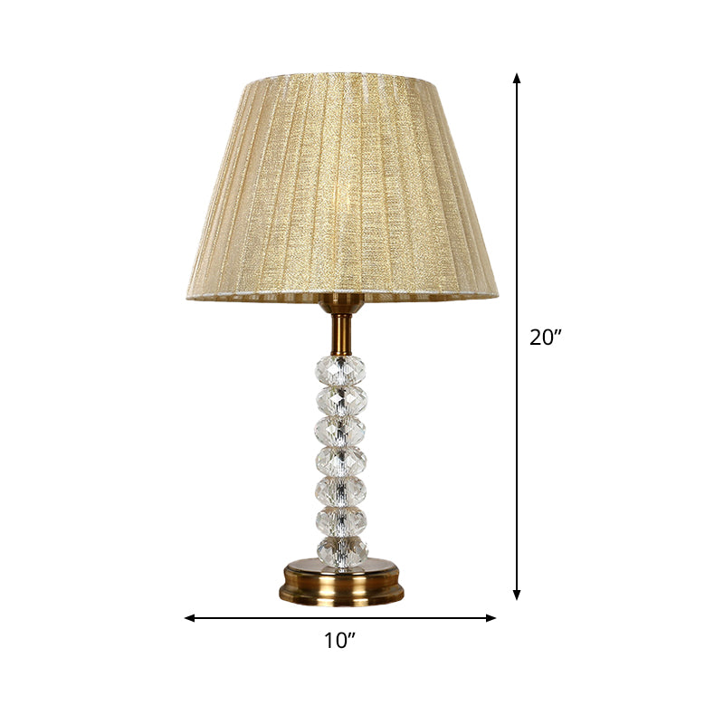 Modernist Shaded Study Lamp Fabric 1 Head Reading Book Light in Beige for Bedroom