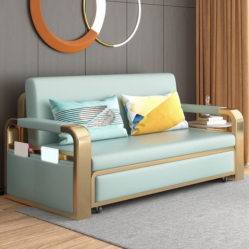 Contemporary Square Arm Removable Sofa Bed Metal Frame Sofa with Storage for Apartment