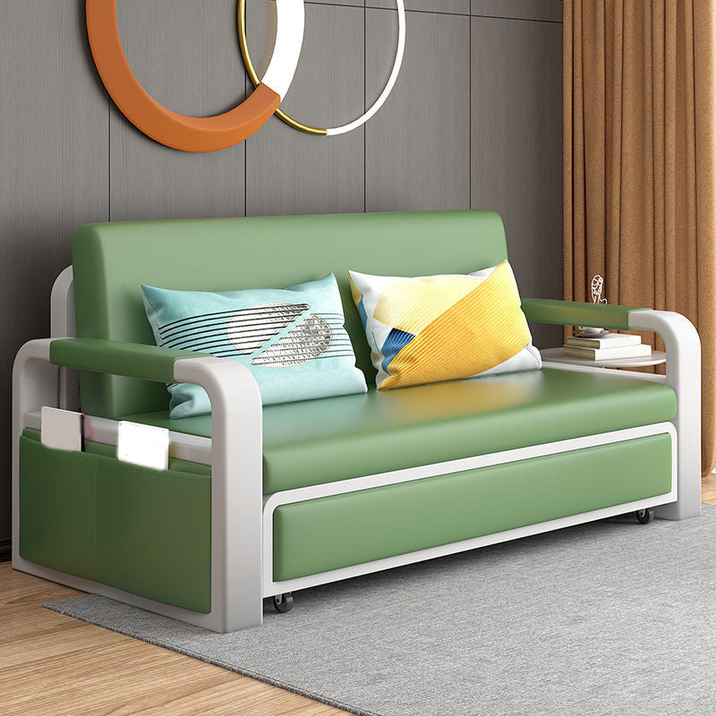 Contemporary Square Arm Removable Sofa Bed Metal Frame Sofa with Storage for Apartment