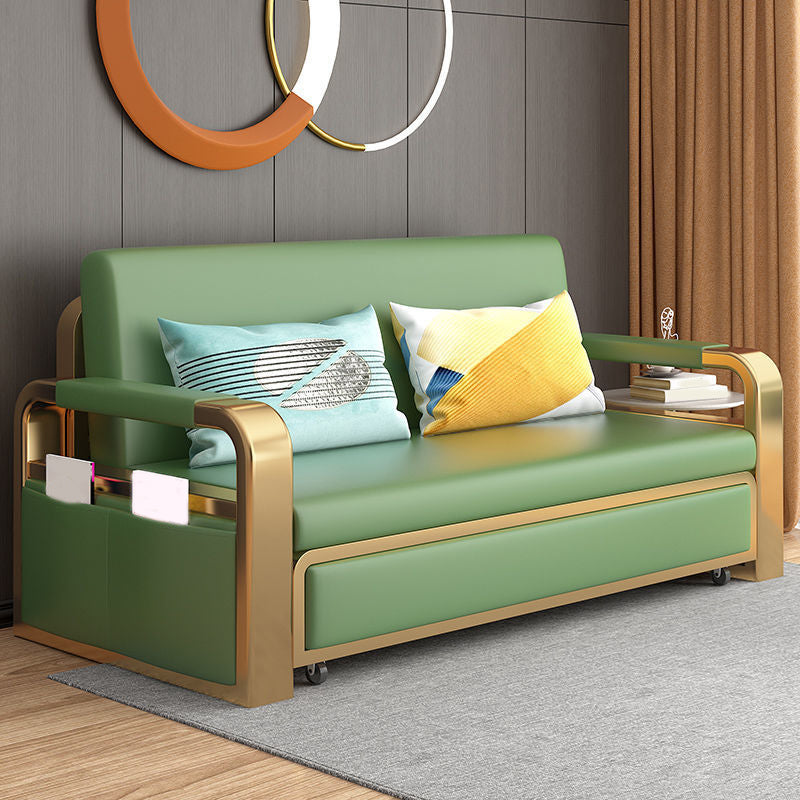 Contemporary Square Arm Removable Sofa Bed Metal Frame Sofa with Storage for Apartment