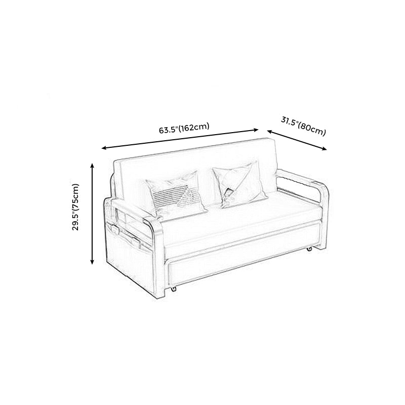 Contemporary Square Arm Removable Sofa Bed Metal Frame Sofa with Storage for Apartment