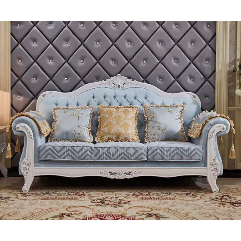 Traditional Rolled Arm Sofa Tufted Back Couch with Removable Cushions for Three People