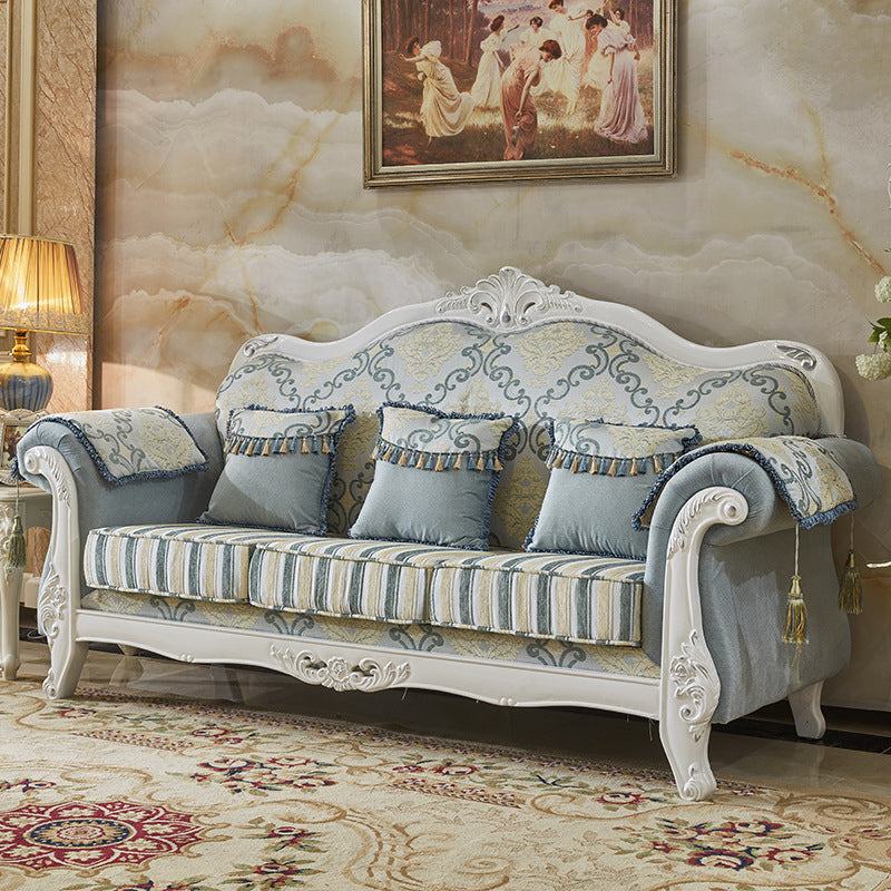 Traditional Rolled Arm Sofa Tufted Back Couch with Removable Cushions for Three People