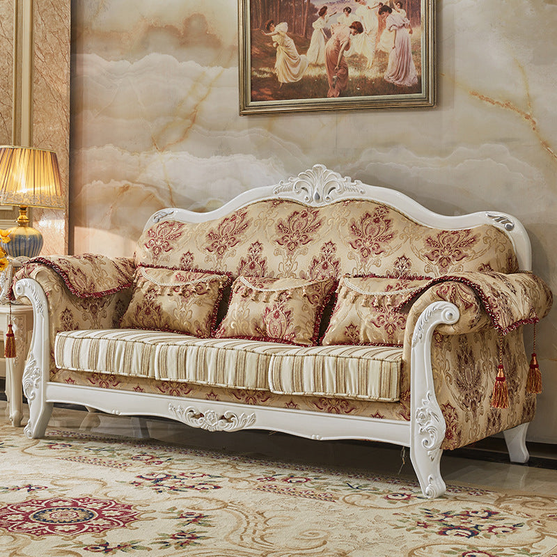 Traditional Rolled Arm Sofa Tufted Back Couch with Removable Cushions for Three People