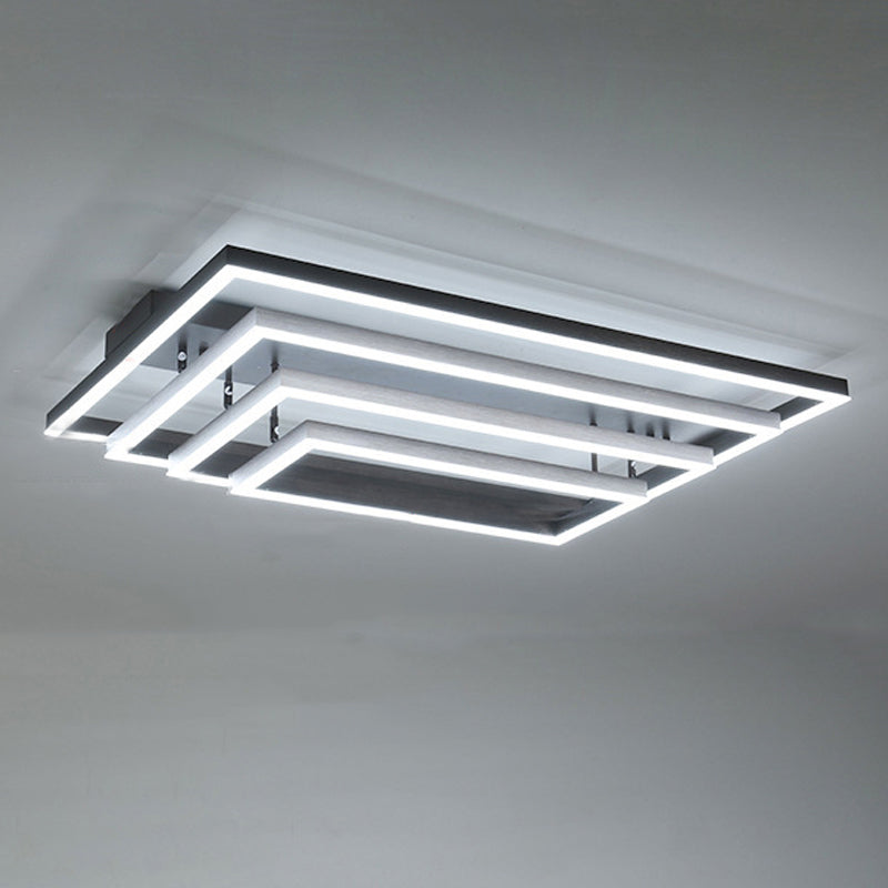 Contemporary Rectangle Flush Light Fixture Metal Flushmount Lighting for Living Room