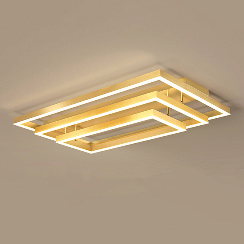 Contemporary Rectangle Flush Light Fixture Metal Flushmount Lighting for Living Room