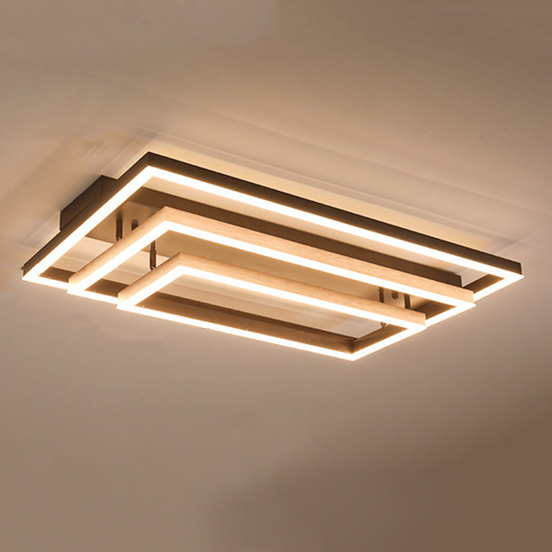 Contemporary Rectangle Flush Light Fixture Metal Flushmount Lighting for Living Room