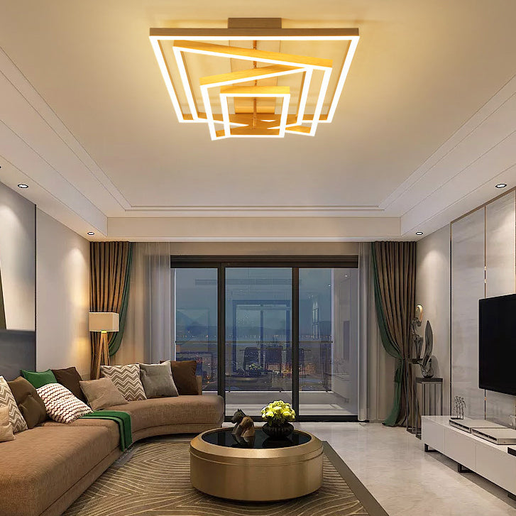 Contemporary Rectangle Flush Light Fixture Metal Flushmount Lighting for Living Room