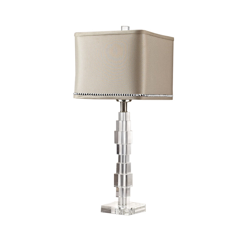 Lámpara de mesa nocturna rectangular de color rectangular de escritorio de 1 cabeza contemporánea con sombra de tela