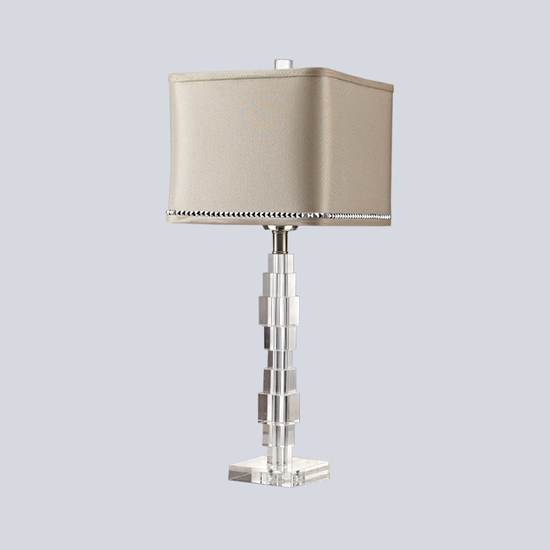 Lámpara de mesa nocturna rectangular de color rectangular de escritorio de 1 cabeza contemporánea con sombra de tela