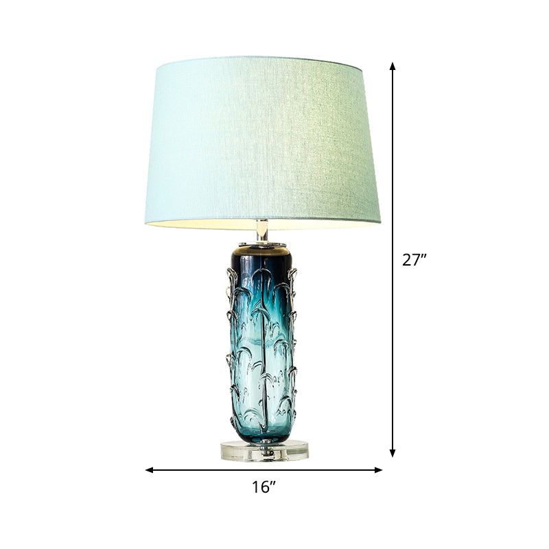 Stoff sich verjüngter Drum Task Light Modernist 1 Kopfblau -Leselampe mit Kristallbasis