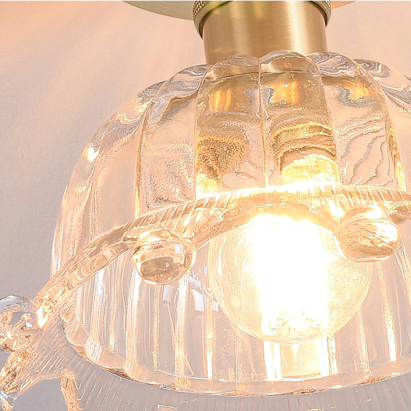 Shaded Glass Semi Flush Mount Light Fixture Nordic Style Brass Semi Flush Light Fixture