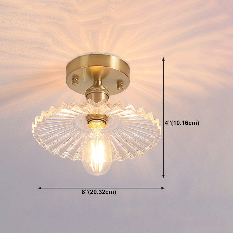 Shaded Glass Semi Flush Mount Light Fixture Nordic Style Brass Semi Flush Light Fixture