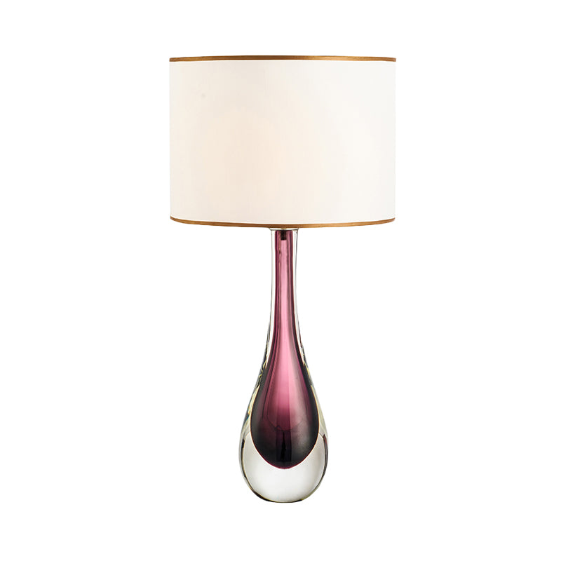 Witte druppeltaaklamp Modern 1-kops paarse kristallen leeslamp met stoffen kap
