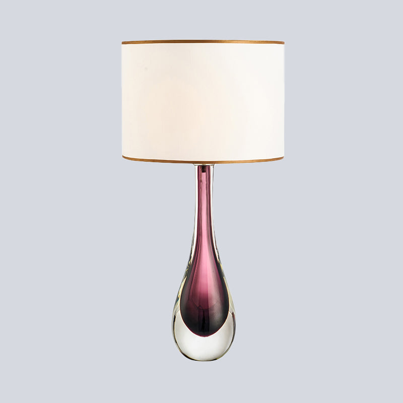 Witte druppeltaaklamp Modern 1-kops paarse kristallen leeslamp met stoffen kap