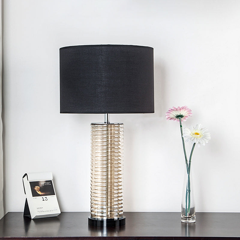 Straight Sided Shade Task Lamp Modernism Fabric 1 Bulb Reading Book Light in Black