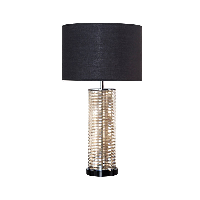 Straight Sided Shade Task Lamp Modernism Fabric 1 Bulb Reading Book Light in Black