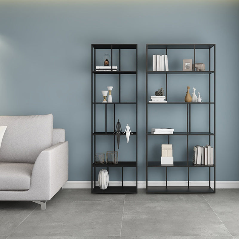 Contemporary Iron Open Etagere Bookshelf Multi Shelf Vertical Bookcase for Study Room