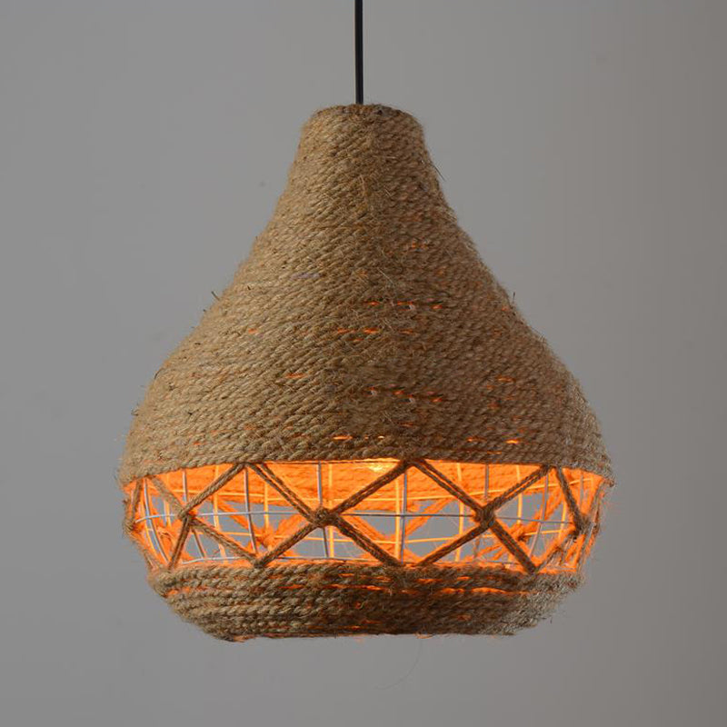 Teardrop-Seil hängend leichte Landschaft 1 Bulb Restaurant Decke Anhängerlampe in Beige