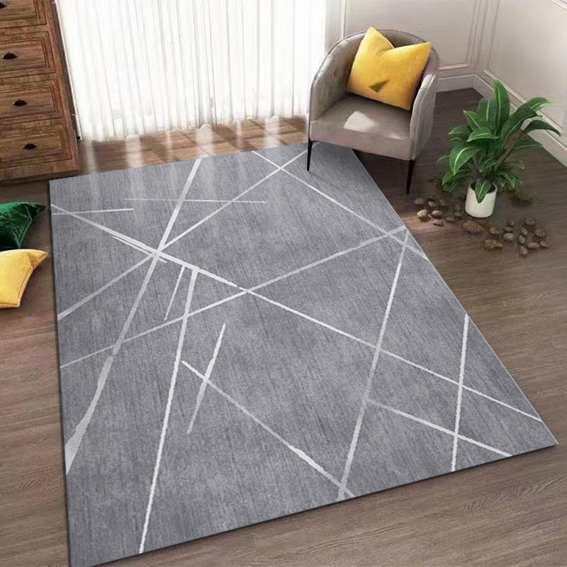Grey Line Carpet Polyester Modern Carpet Washable Carpet for Living Room