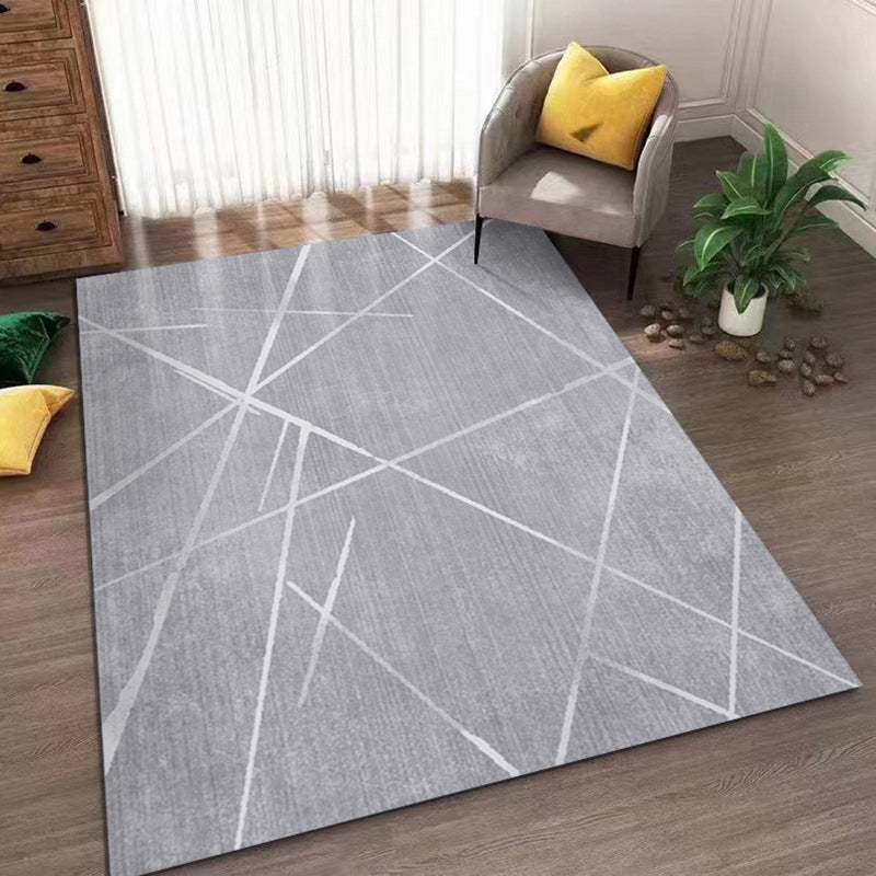 Grey Line Carpet Polyester Modern Carpet Washable Carpet for Living Room