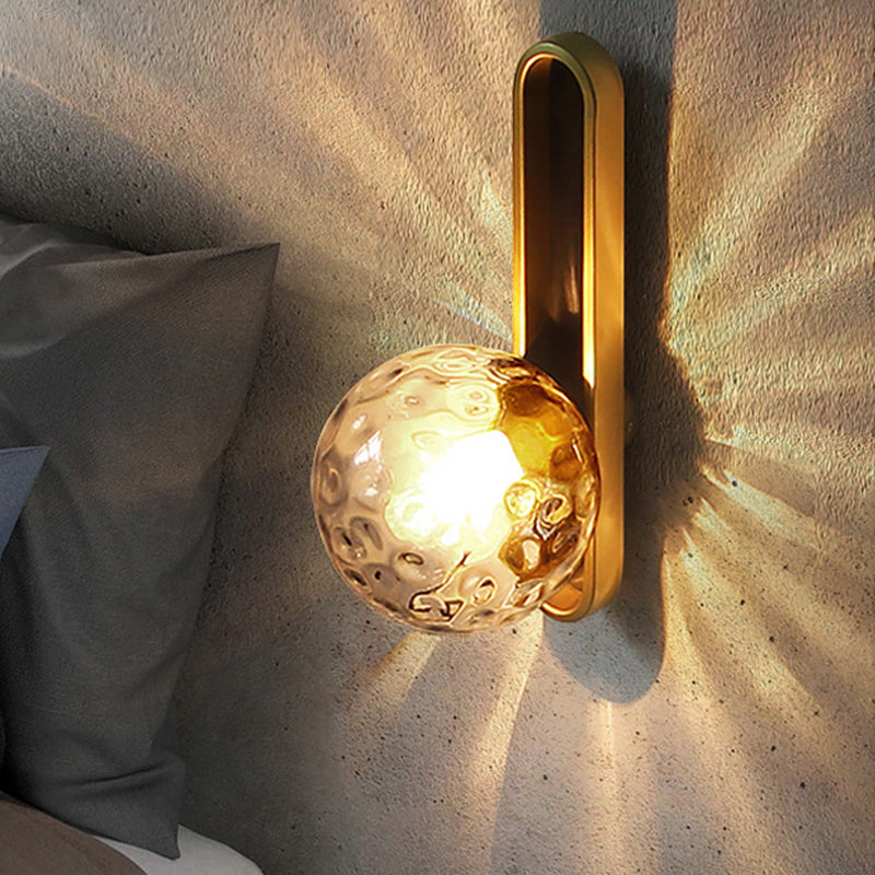 Mid Century Modern Orb Wall Light Clear/Cream Glass Single Light Mini Wall Mount Lighting in Brass