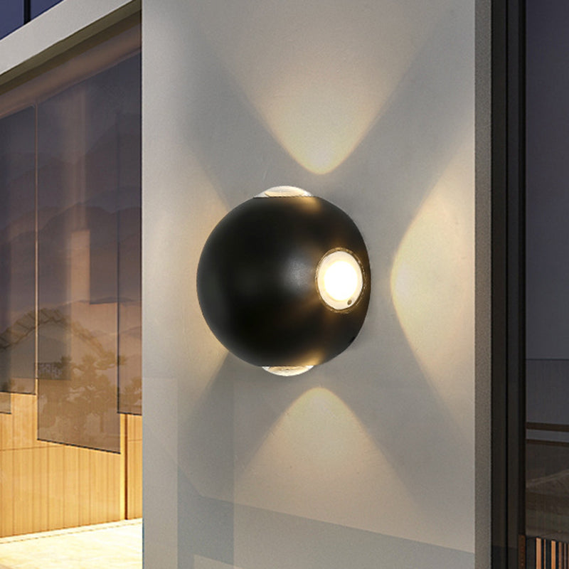 Circular Black Wall Mounted Lighting Modern Metal 4-LED Wall Light Fixture in Warm/White for Outdoor
