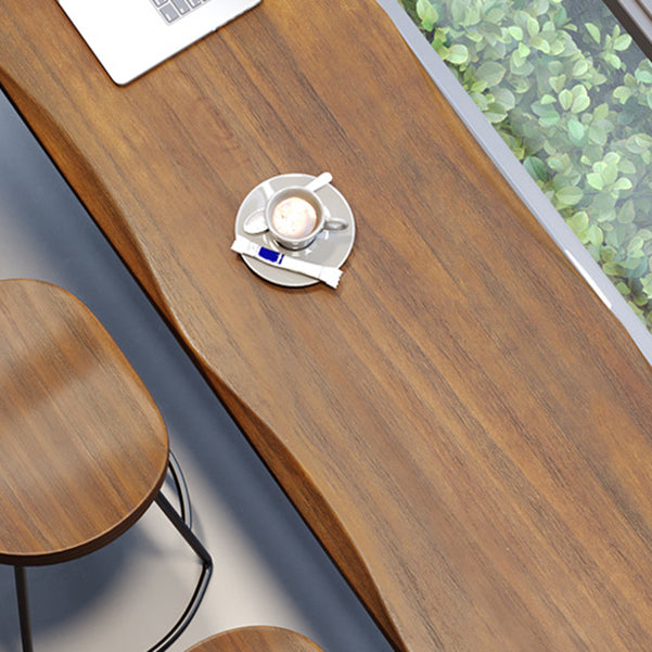 Pine Wood Bar Table Industrial Rectangle Bar Table with Trestle Base in Black