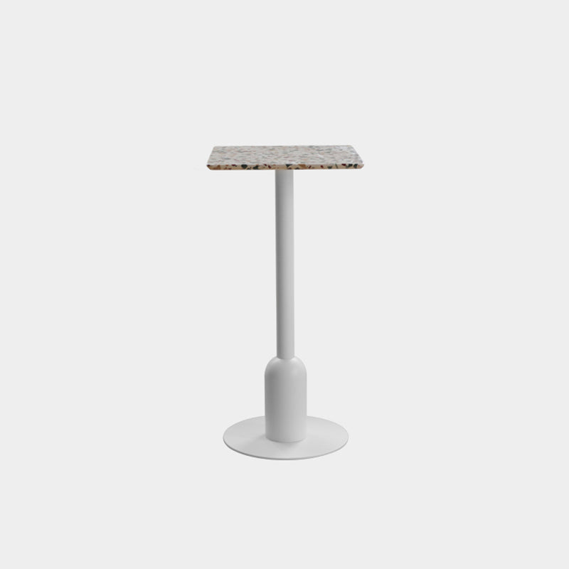 Industrial Steel Bar Dining Table Terrazzo Top Indoor Bistro Table with Single Pedestal