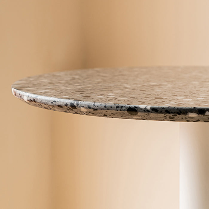Industrial Steel Bar Dining Table Terrazzo Top Indoor Bistro Table with Single Pedestal