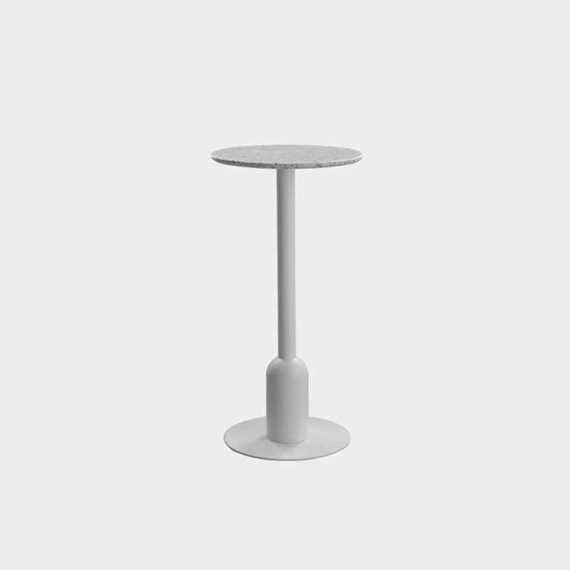 Industrial Steel Bar Dining Table Terrazzo Top Indoor Bistro Table with Single Pedestal