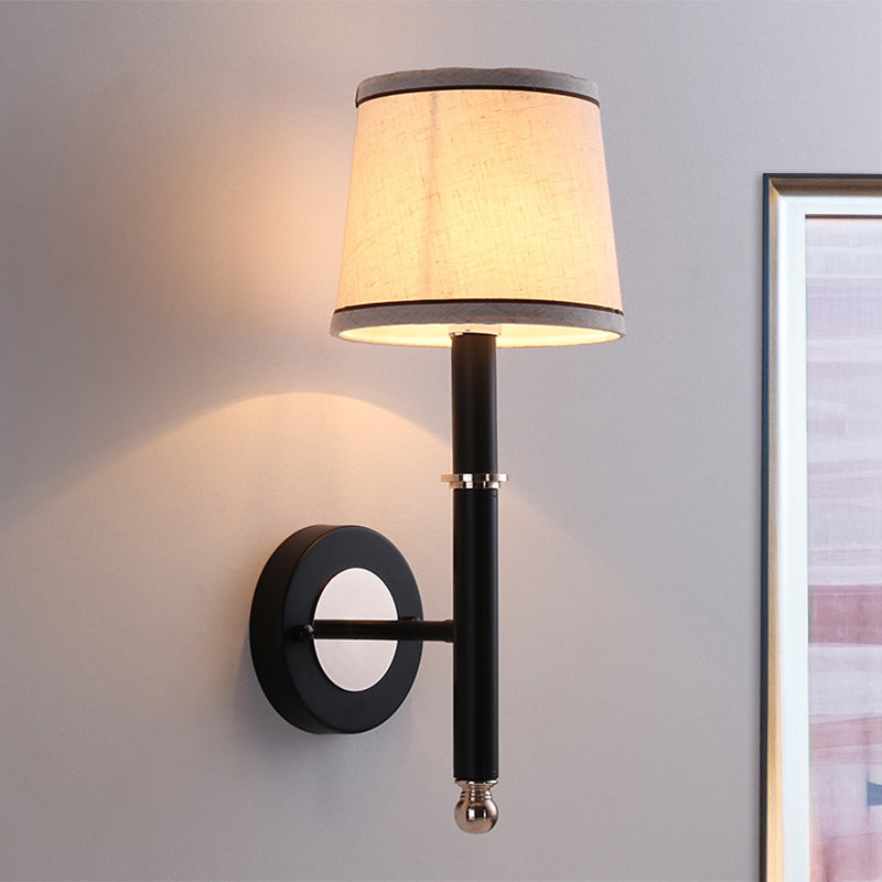 16"/18.5" W Cone Wall Mount Lighting Minimalism Metallic 1 Light Black/Flaxen Wall Sconce Light for Bedroom
