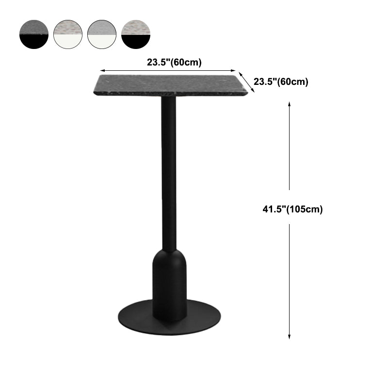 Industrial Steel Bar Dining Table Terrazzo Top Indoor Bistro Table with Single Pedestal