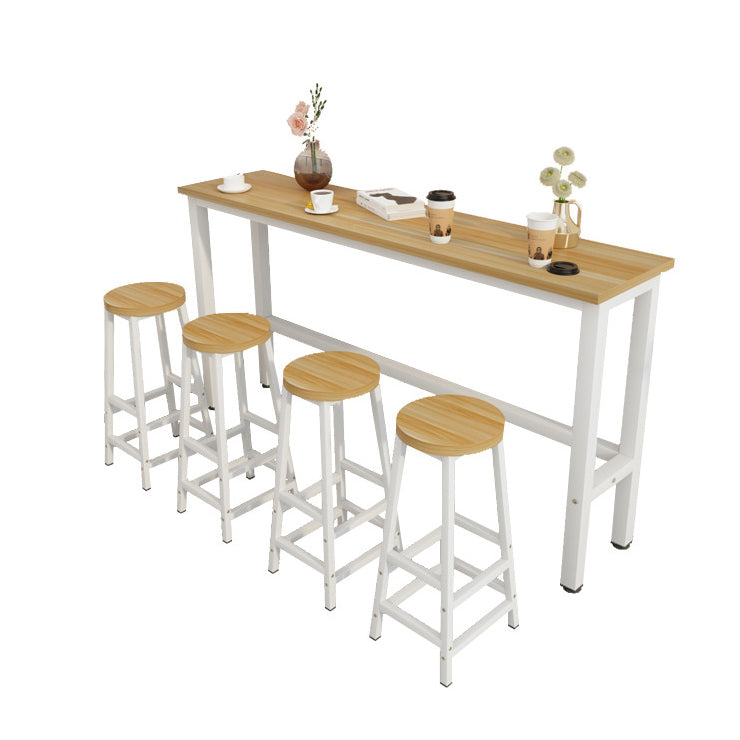 Contemporary Bar Table Rectangle Bar Dining Table with Trestle Base