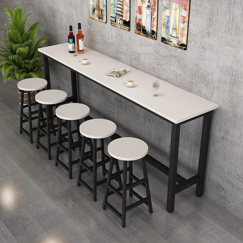 Contemporary Bar Table Rectangle Bar Dining Table with Trestle Base