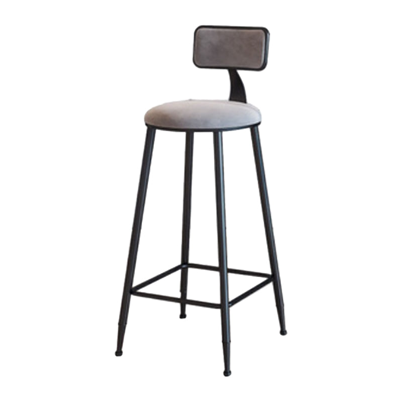Industrial Armless Backrest Counter Stool Iron Cafe Bar Stool with Velvet Cushion