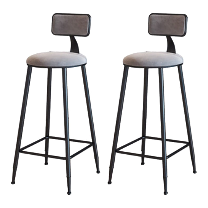 Industrial Armless Backrest Counter Stool Iron Cafe Bar Stool with Velvet Cushion